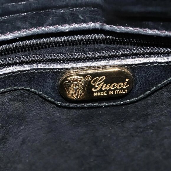 GUCCI Web Sherry Line Shoulder Bag Leather Black Gold Red Auth IN032 - Picture 10 of 16